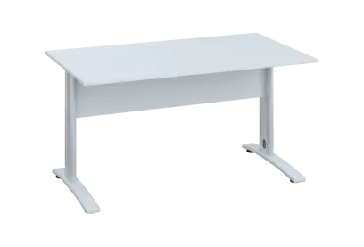 EPK 18 - 14 stůl kancelářský, kovová podnož bílá, deska 18 mm, široký 1400 mm, bílá